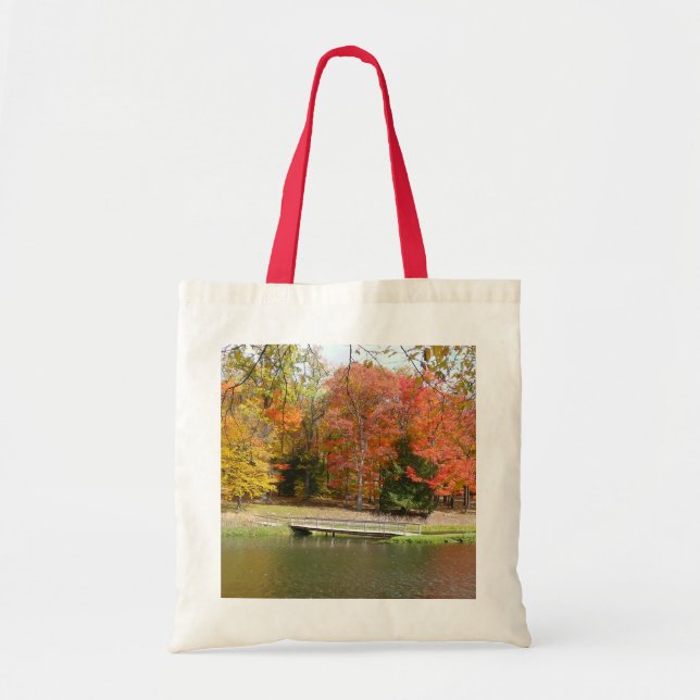 Seven Springs Fall Bridge III Autumn Landscape Tote Bag (Front)