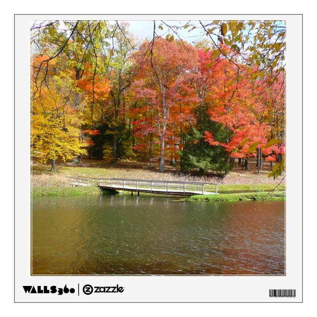 Seven Springs Fall Bridge III Autumn Landscape Wall Decal (Front)