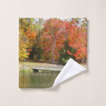 Seven Springs Fall Bridge III Autumn Landscape Wash Cloth