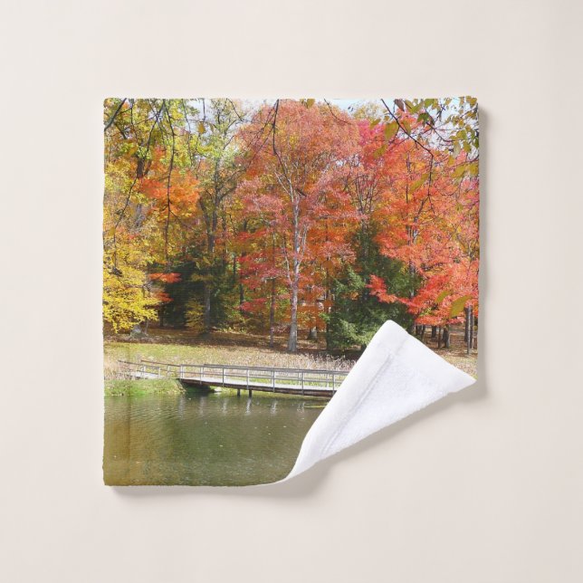 Seven Springs Fall Bridge III Autumn Landscape Wash Cloth (Wash Cloth)