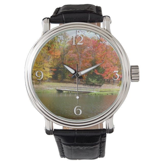 Seven Springs Fall Bridge III Autumn Landscape Watch (Front)
