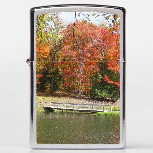 Seven Springs Fall Bridge III Autumn Landscape Zippo Lighter (Front)