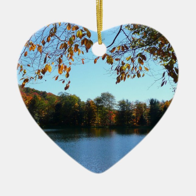 Seven Springs Fall Trees and Pond Ceramic Ornament (Front)