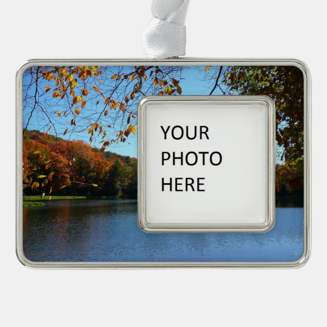 Seven Springs Fall Trees and Pond Christmas Ornament (Front)