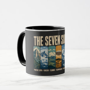 Seven Summits Mountain Landmarks Illustration Mug