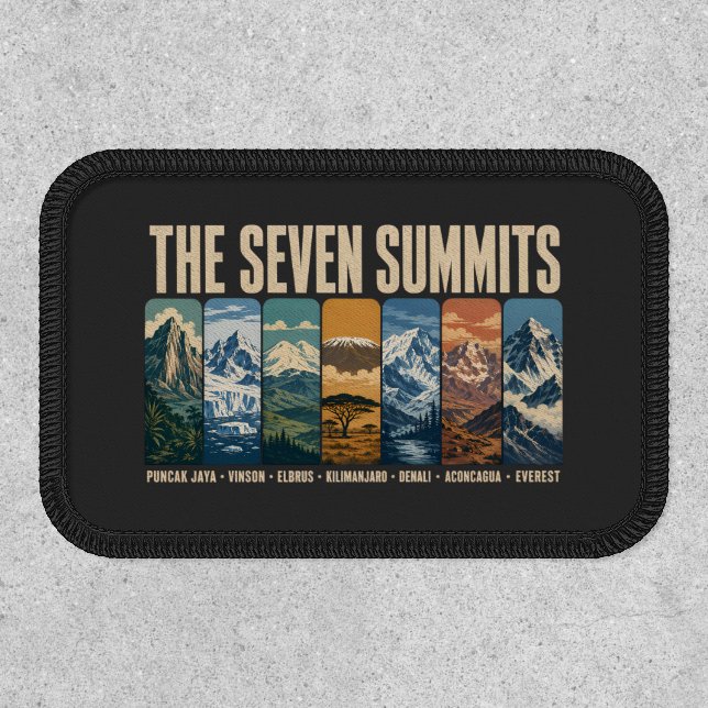 Seven Summits Mountain Landmarks Illustration Patch (Front)
