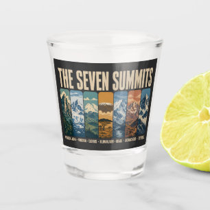 Seven Summits Mountain Landmarks Illustration Shot Glass