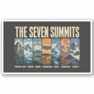 Seven Summits Mountain Landmarks Illustration Sticker