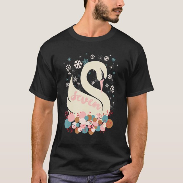 Seven Swans A Swimming 12 Days Of Christmas Winter T-Shirt (Front)