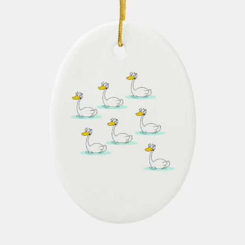 Seven Swans a_Swimming Ceramic Ornament