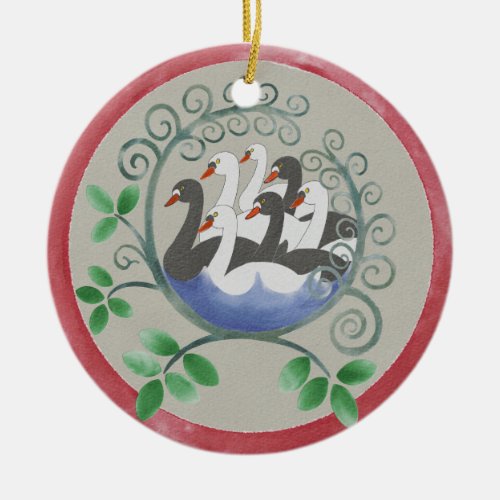 Seven Swans a Swimming Christmas Ornament