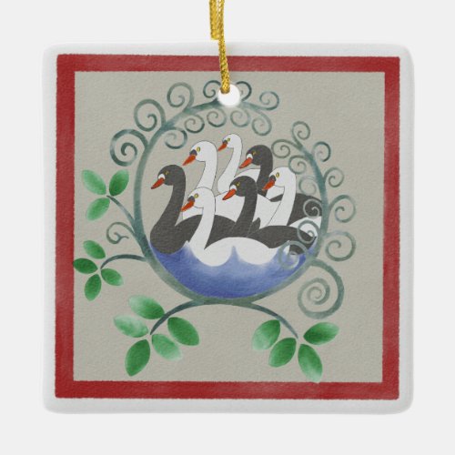 Seven Swans a Swimming Christmas Ornament