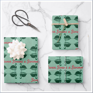 Seven Swans a Swimming Christmas Wrapping Paper Sheets