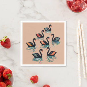 Seven Swans A Swimming Cut-Out Stencil-Style 3 Napkins