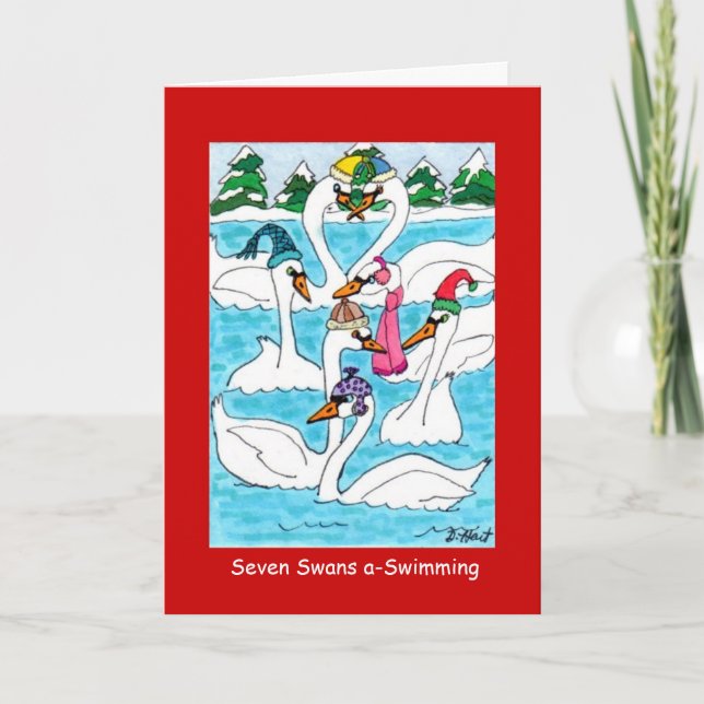 Seven Swans a-Swimming Holiday Card (Front)
