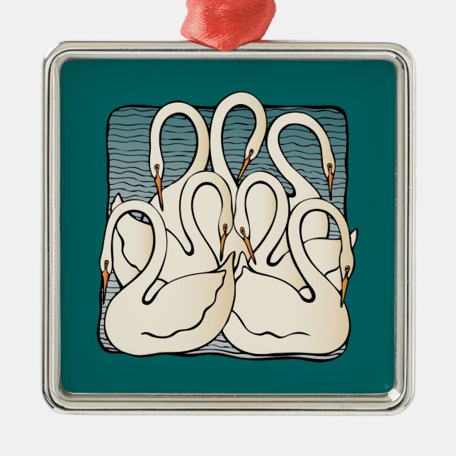 Seven swans a swimming metal ornament (Front)