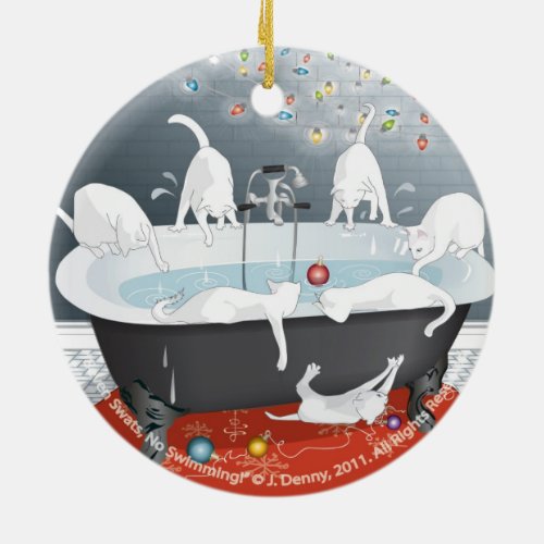 Seven Swats No Swimming double sided Ceramic Ornament