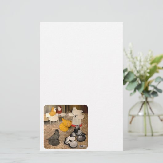 Seven Trumpeter Pigeons (Standing Front)