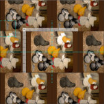 Seven Trumpeter Pigeons Fabric