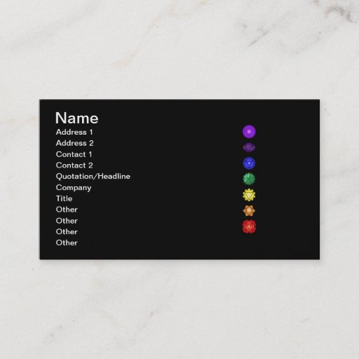 Customizable Seven vertical chakras business cards