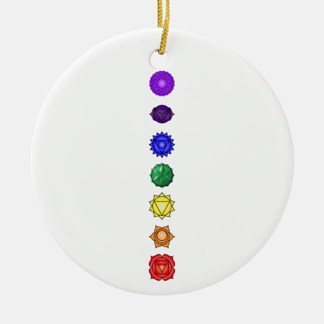 Seven vertical chakras ceramic ornament (Front)