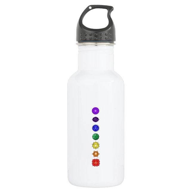 Seven vertical chakras stainless steel water bottle (Front)