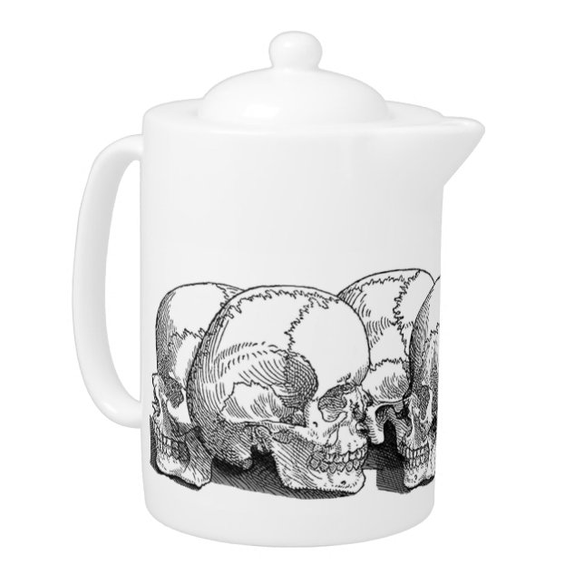 Seven Vintage Skulls Teapot (Left)
