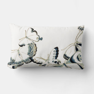 Seven Vintage White Butterflies Lumbar Pillow