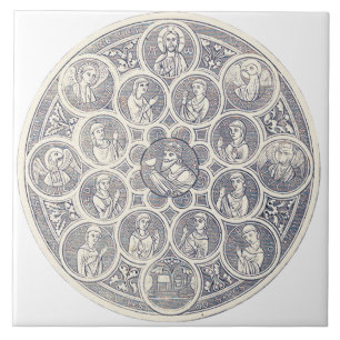 Seven virtues and Jesus Christ Ceramic Tile
