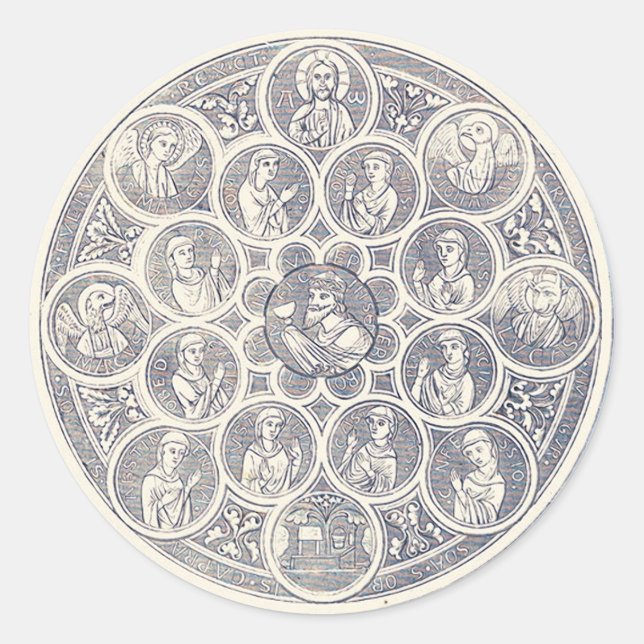 Seven virtues and Jesus Christ Classic Round Sticker (Front)