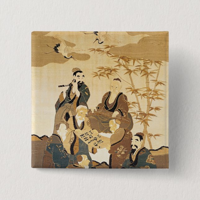 Seven wise men in the bamboo forest button (Front)