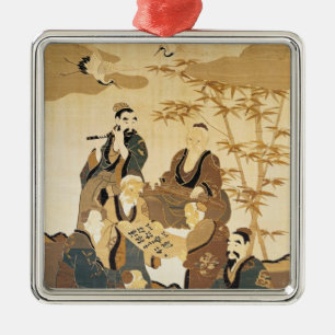 Seven wise men in the bamboo forest metal ornament