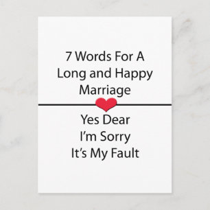 Seven Words For a Long and Happy Marriage Postcard