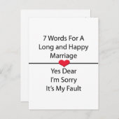 Seven Words For a Long and Happy Marriage Postcard (Front/Back)