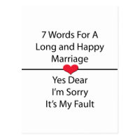Seven Words For a Long and Happy Marriage Postcard