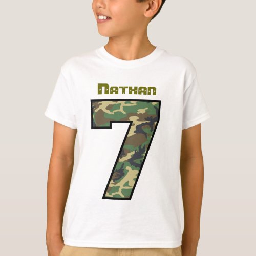 Seven Year Old 6th Birthday Camo Custom Name V033 T_Shirt