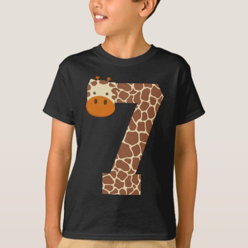 Seven Year Old Giraffe Costume 7th Birthday Gift T_Shirt