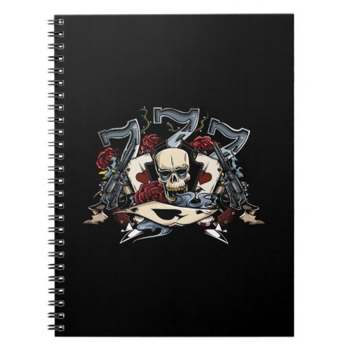 Sevens Skull Guns Roses Ace Of Spades Gambling Notebook