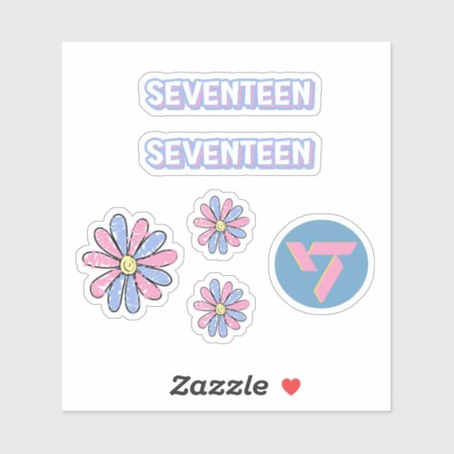 Seventeen Kpop Rose Quartz and Serenity Stickers