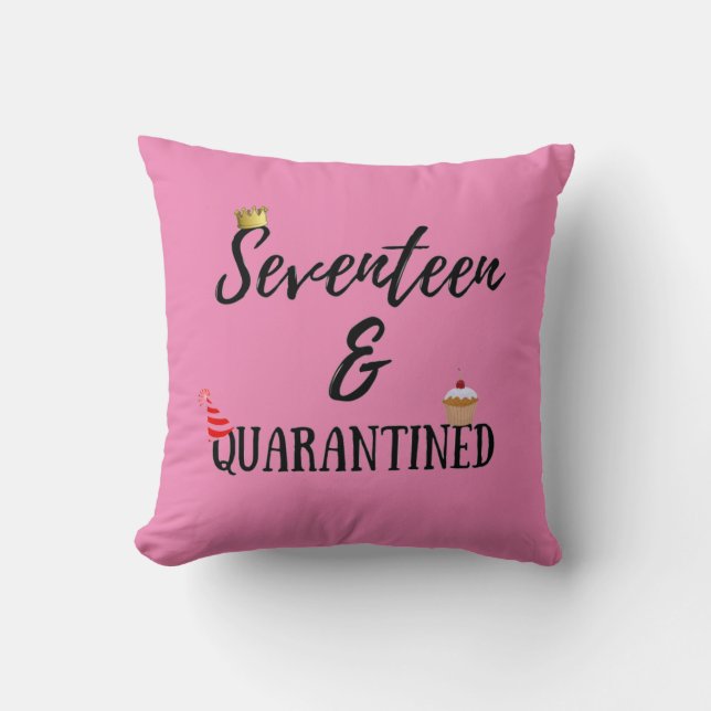 Seventeen Quarantined Birthday Gift 17 Years Old Throw Pillow (Front)