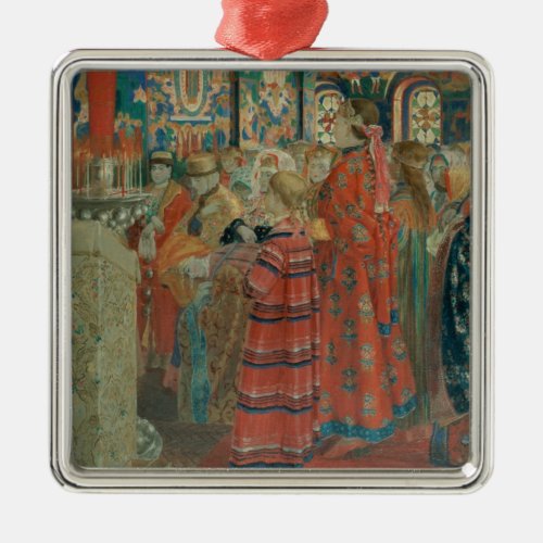 Seventeenth Century Russian Women at Church Metal Ornament