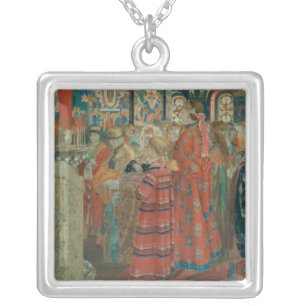 Seventeenth Century Russian Women at Church Silver Plated Necklace