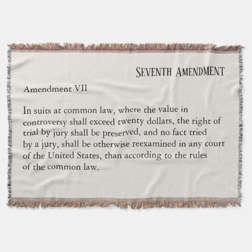 Seventh Amendment Constitution Bill of Rights Throw Blanket