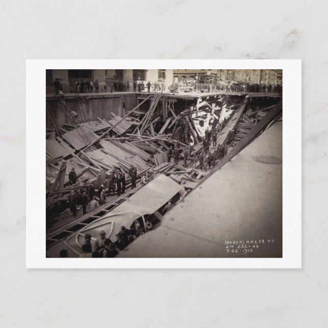 Seventh Avenue Street Collapse New York City 1915 Postcard (Front)