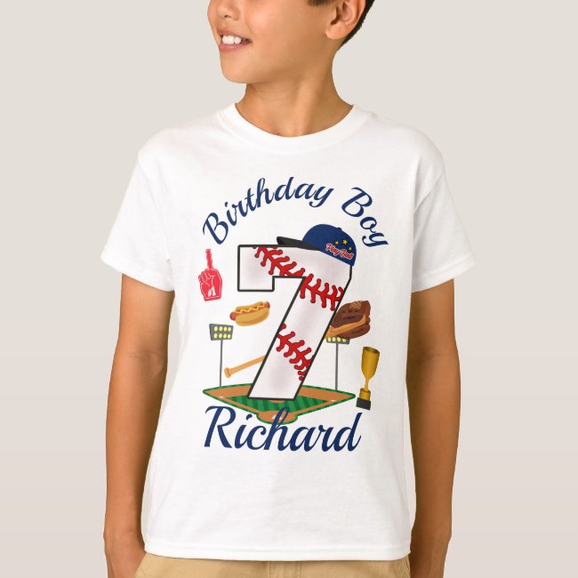 Seventh Birthday Boy Baseball 7th T-Shirt