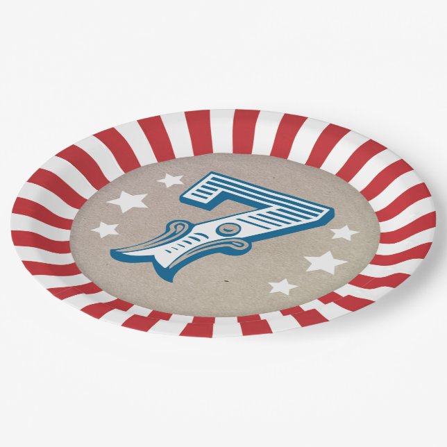 Seventh Birthday Circus Big Top Paper Plates (Angled)
