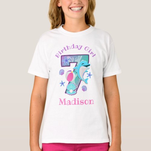 Seventh Birthday Dolphin shirt Pool Party