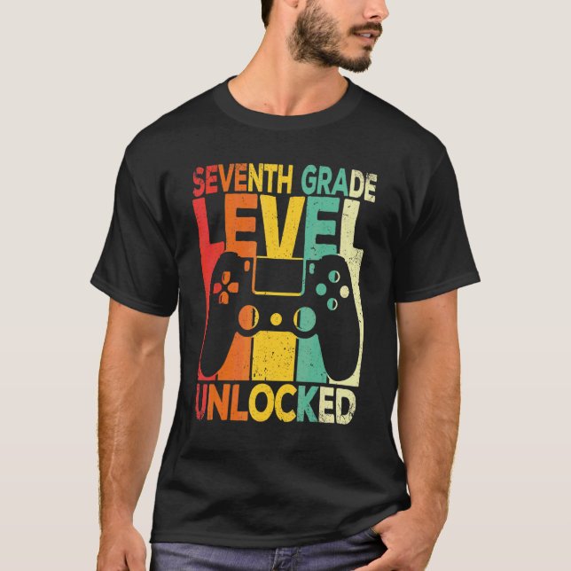 Seventh Grade Level Unlocked First Day Back To Sch T-Shirt (Front)