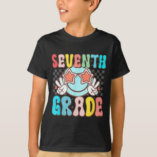 Seventh grade retro groovy smile face 7th grade T-Shirt