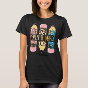 Seventh Grade Teacher Leopard Pencil 7th Grade Tea T-Shirt